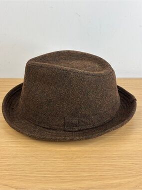 Vintage Woolrich Brown Herringbone Tweed Fedora Hat